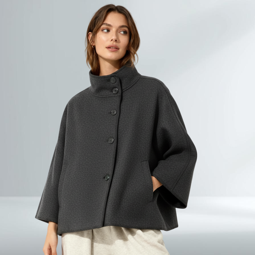 Giacca Donna Grigio Scuro Collo Alto